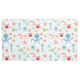 Whimsical Underwater Sea Creatures Pillow Case