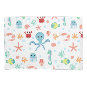 Whimsical Underwater Sea Creatures Pillow Case