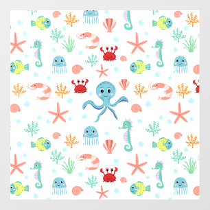 Whimsical Underwater Sea Creatures Wall Decal