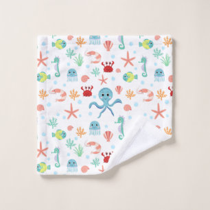 Whimsical Underwater Sea Creatures Wash Cloth