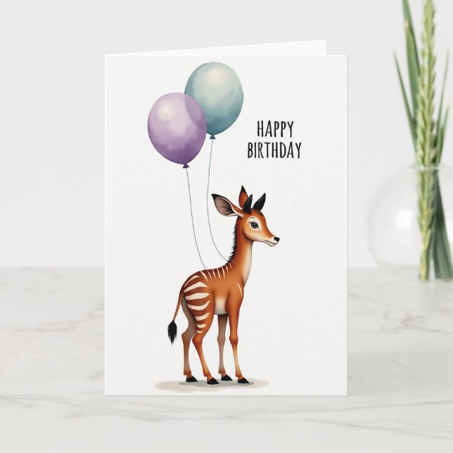 Whimsical Ungulate Birthday Card (Front)