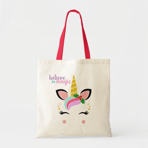 Whimsical Unicorn Believe in Magic Super Cute Tote Bag