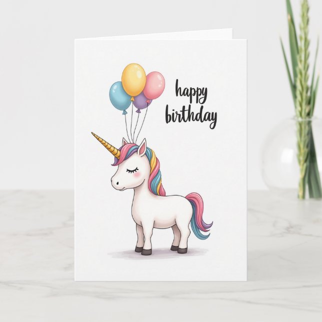 Whimsical Unicorn Birthday Card (Front)