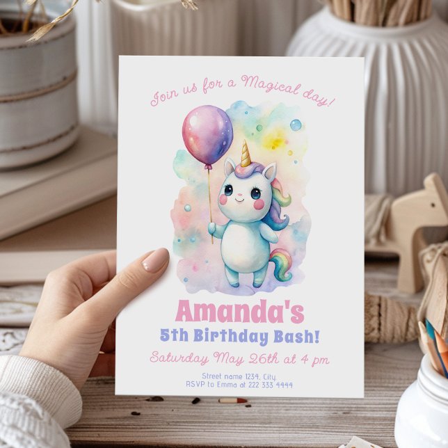 Whimsical Unicorn Birthday Celebration Invitation (Creator Uploaded)