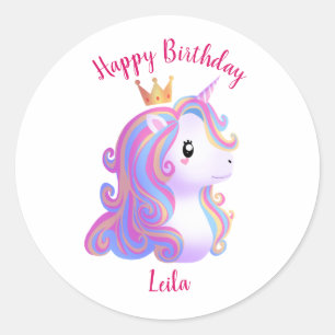 Whimsical Unicorn Birthday Classic Round Sticker