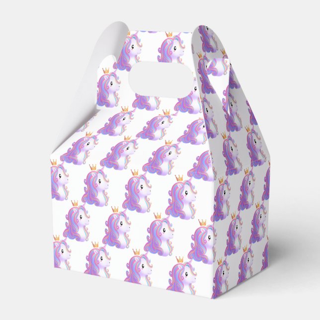 Whimsical Unicorn Birthday Favor Boxes (Front Side)