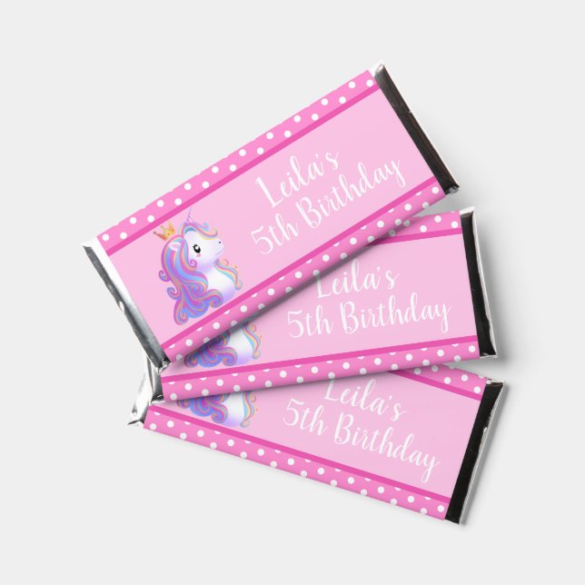 Whimsical Unicorn Birthday Hershey Bar Favors (Front)