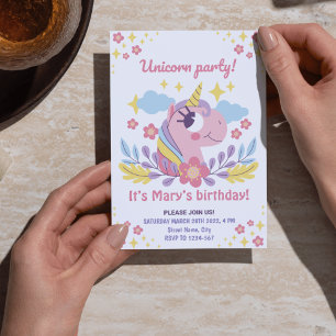 Whimsical Unicorn Birthday Invite With Photo