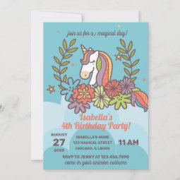 Whimsical Unicorn Birthday Party Invitation | Zazzle