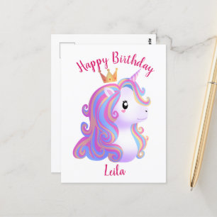 Whimsical Unicorn Birthday Postcard