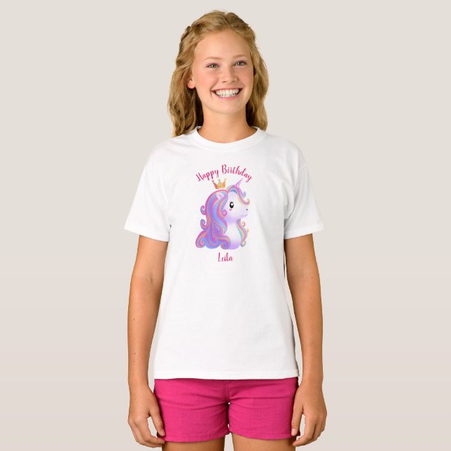 Whimsical Unicorn Birthday T-Shirt (Front Full)