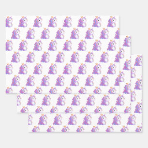 Whimsical Unicorn Birthday Wrapping Paper Sheets