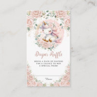 Whimsical Unicorn Blush Pink Floral Diaper Raffle