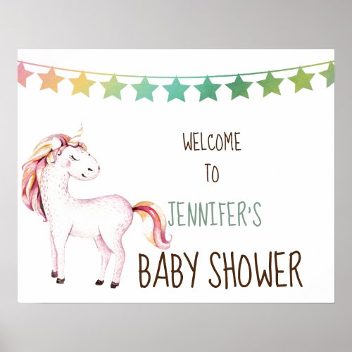 Whimsical Unicorn Customizable Baby Shower Sign