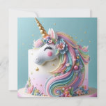 WHIMSICAL UNICORN DECORATED KIDS BIRTHDAY CAKE CARD