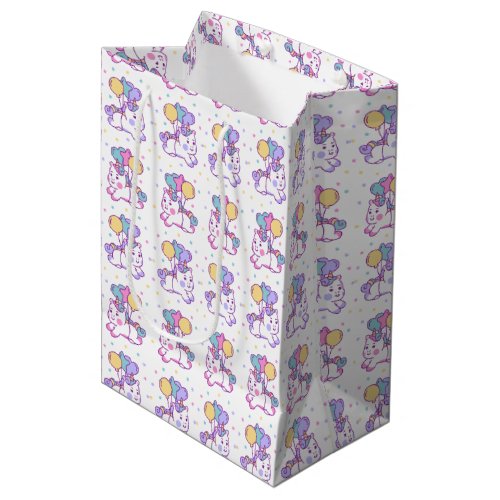 Whimsical unicorn design medium gift bag