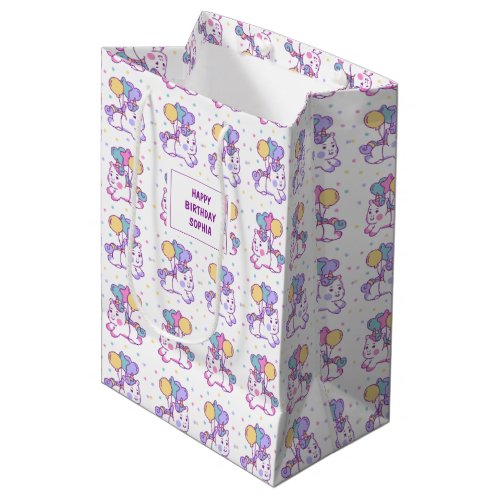 Whimsical unicorn design medium gift bag