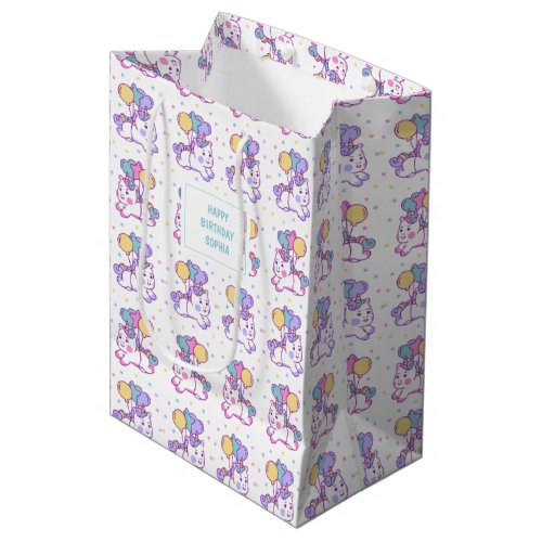 Whimsical unicorn design medium gift bag