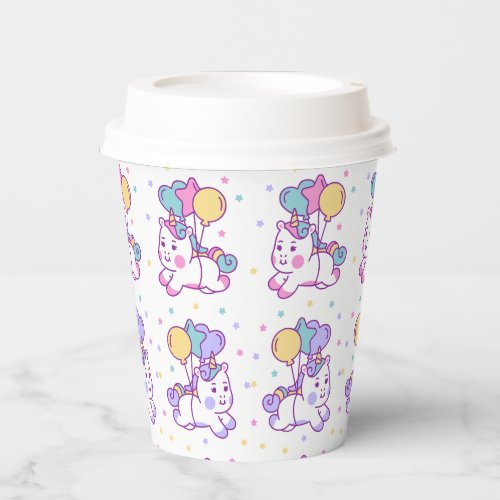 Whimsical unicorn design paper cups