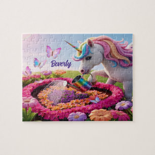 Whimsical Unicorn Garden Art, Magical Butterfly  Jigsaw Puzzle