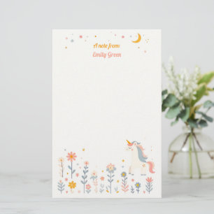 Whimsical Unicorn Night Garden Stationery