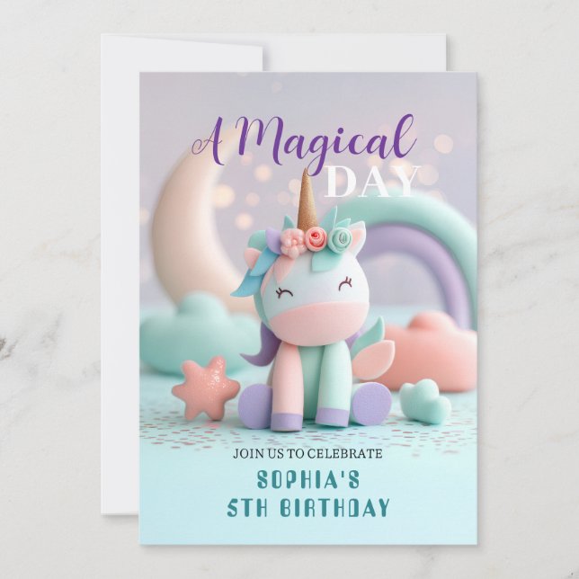 Whimsical Unicorn Party Invitation (Front)