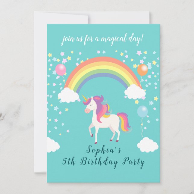 Whimsical Unicorn Party Invitation (Front)