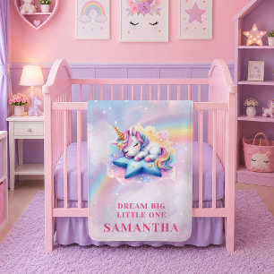 Whimsical Unicorn Pastel Colors Baby Blanket Gift
