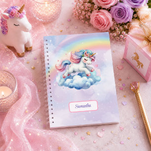 Whimsical Unicorn Pastel Colors Girl Birthday Note Notebook