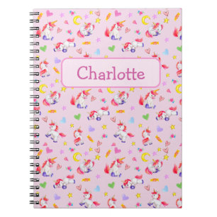 Whimsical Unicorn Pattern Personalized Notebook