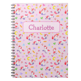 Whimsical Unicorn Pattern Personalized Notebook