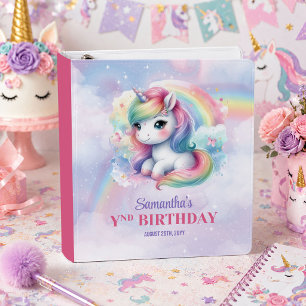 Whimsical Unicorn Pink Purple Birthday Binder