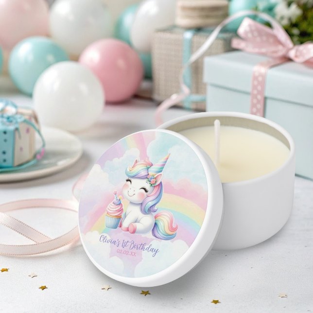 Whimsical Unicorn Rainbow Birthday Party  Mini Candle Favors (Creator Uploaded)