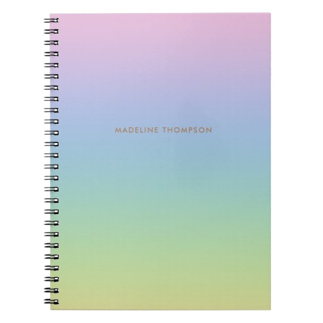 Whimsical Unicorn Rainbow Simple Name Monogram Notebook (Front)