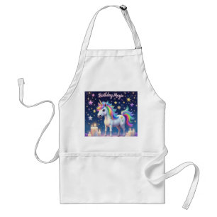 Whimsical unicorn with rainbow Birthday Magic art Adult Apron