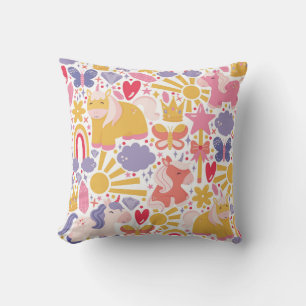 Whimsical Unicorn Wonderland Throw Pillow