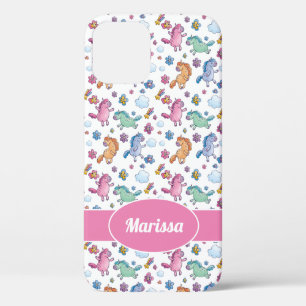 Whimsical Unicorns and Bright Pretty Flowers iPhone 12 Pro Case