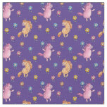 Whimsical Unicorns and Pretty Flowers Pattern Fabric