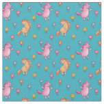 Whimsical Unicorns and Pretty Flowers Pattern Fabric