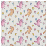 Whimsical Unicorns and Pretty Flowers Pattern Fabric