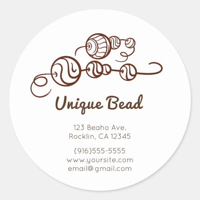 Whimsical Unique Beads on a String Bead Minimal Classic Round Sticker (Front)