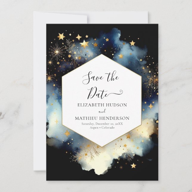 Whimsical Unique Celestial Wedding Save The Date (Front)