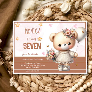 Whimsical unique teddy bear kids birthday invitation