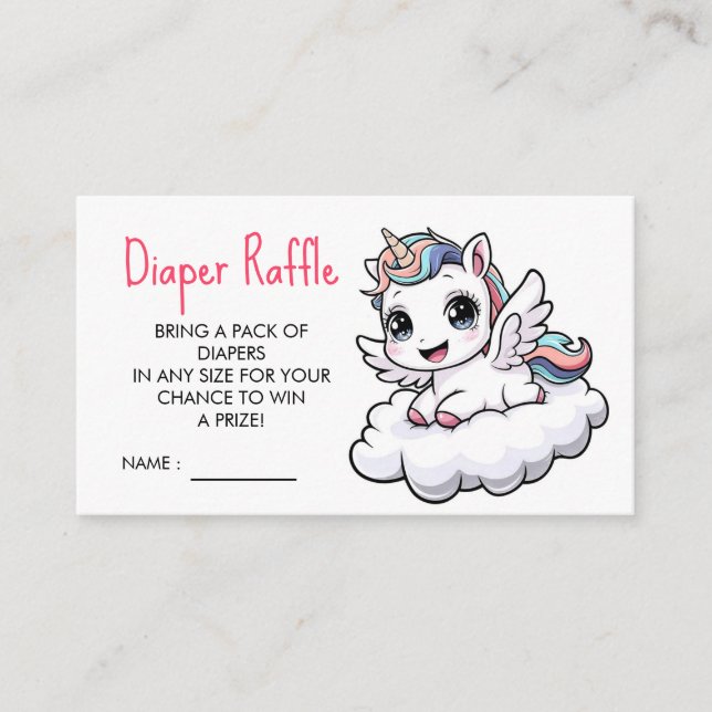 Whimsical Unique Unicorn Baby Shower Enclosure Card (Front)