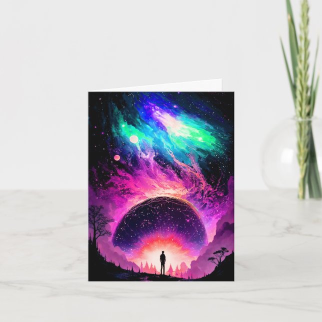 Whimsical Universe Galaxy Illustration Card (Front)