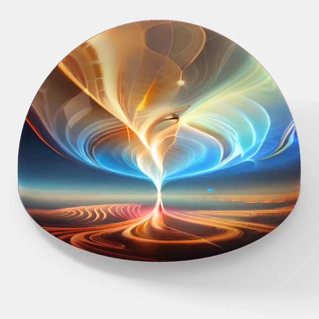 Whimsical Universes: A Fractal Symphony IV Paperweight (Angled)