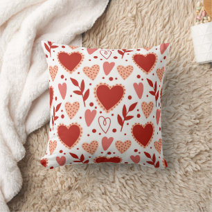 Whimsical Valentine Heart Pattern Throw Pillow