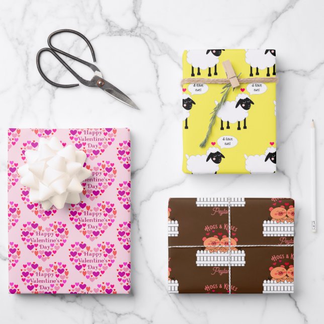 Whimsical Valentines Day  Wrapping Paper Sheets (Front)