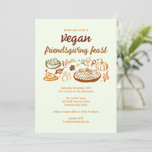 Whimsical VEGAN Thanksgiving Friendsgiving CUSTOM Invitation