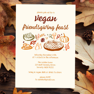 Whimsical VEGAN Thanksgiving Friendsgiving CUSTOM Invitation